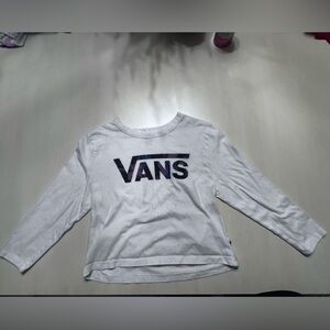 Vans Kids White Long Sleeve Tee with Multicolor Logo